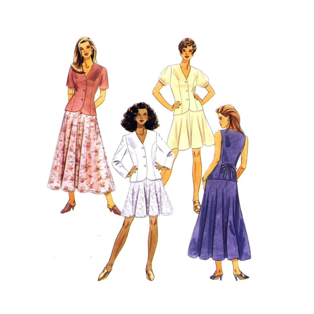 Misses Jacket Vest Skirt Mccalls 7589 Vintage Sewing Pattern Size 10 ...