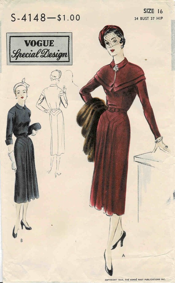 1950s Misses One Piece Dress Vogue Special Design S 4148 Etsy India 1950s Misses One Piece Dress Vogue Special Design S 4148 Etsy India