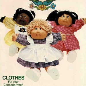May include: A vintage sewing pattern for Cabbage Patch Kids clothes. The pattern is for making dresses for the dolls. The pattern is from Butterick and has the number 6509 on it.