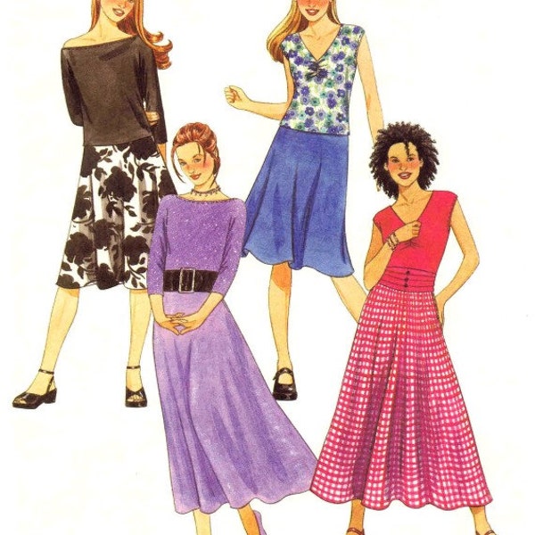 Girls Scoop Neck Tops Skirt McCalls 3550 Sewing Pattern Bias Skirts in Two Lengths Childrens Sewing Pattern Size 7 - 8 - 10 UNCUT