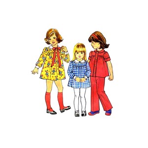 1970s Girls Dress Top Pants Simplicity 7063 Vintage Sewing Pattern Size 5 Breast 24 UNCUT