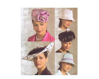 Ladies Hats Pill Box Feather Hat Millinery Butterick 4755 Sewing Pattern UNCUT