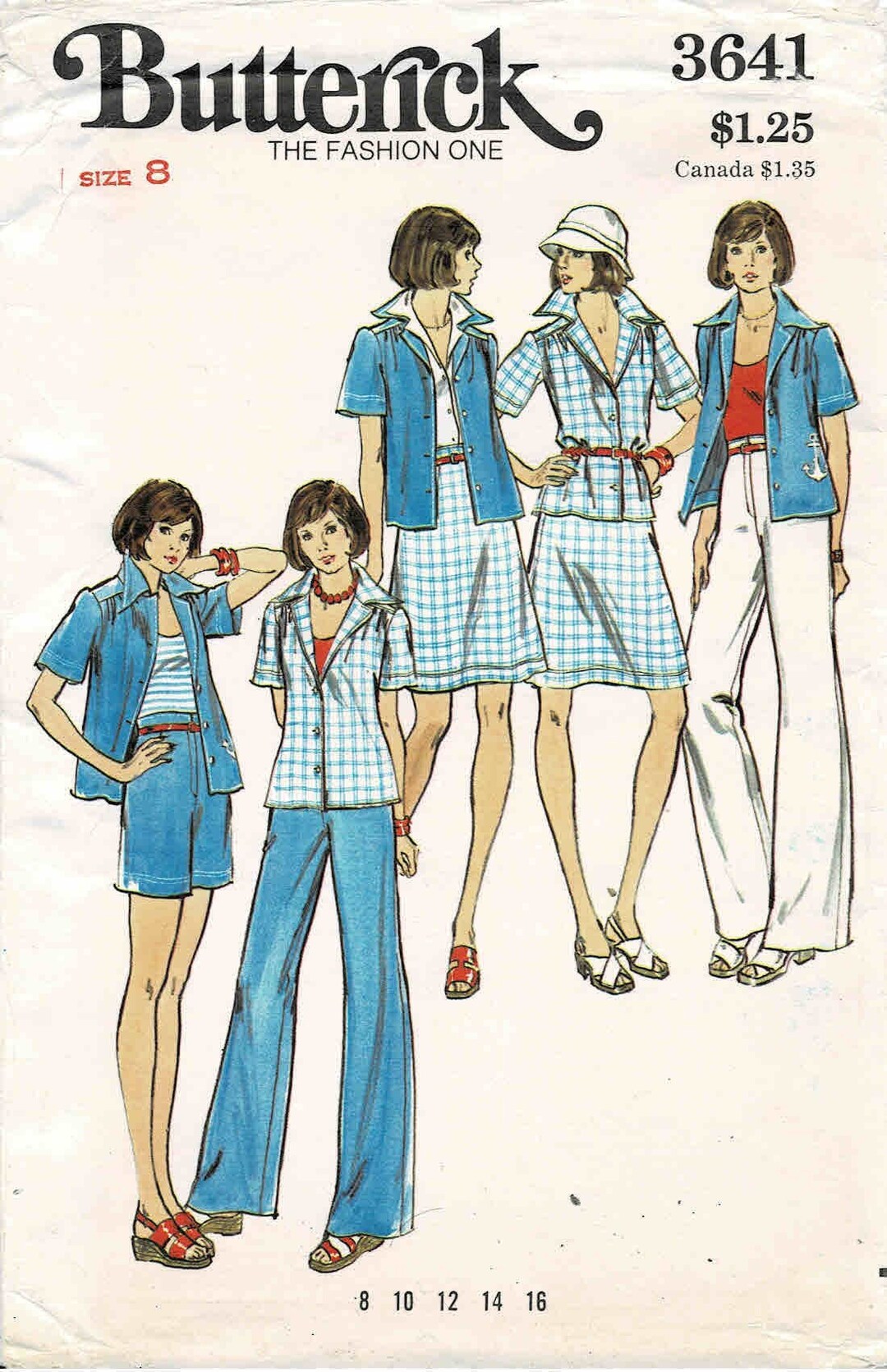 Misses Top Skirt Pants Shorts Butterick 3641 Vintage Sewing Pattern ...