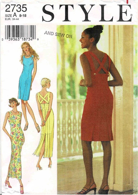 1990s Misses Back Criss Cross Straps Dress Style 2735 Vintage Sewing  Pattern Size 8 - 10 - 12 - 14 - 16 - 18 UNCUT - Etsy Norway
