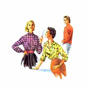 1950s Misses Front Button Shirt McCalls 3513 Vintage Sewing Pattern Size 14 Bust 32 UNCUT