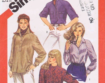 1980s Misses Raglan Sleeve Shirt and Pullover Top Simplicity 5547 Vintage Sewing Pattern Size 14 Bust 36 UNCUT