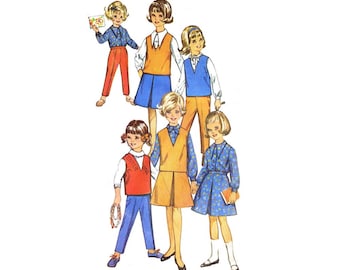 1960s meninas blusa saia decote em v calças superiores simplicidade 5640 padrão de costura vintage tamanho 10 peito 28