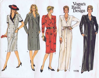 Misses Coat Dress Vogue 1178 Vintage Sewing Pattern Size 10 Bust 31 1/2 UNCUT