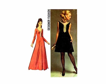 1960s Misses Princess Seam Cocktail Evening Dress Designer Fashion Simplicity 8493 Vintage Sewing Pattern Size 12 Bust 34 UNCUT