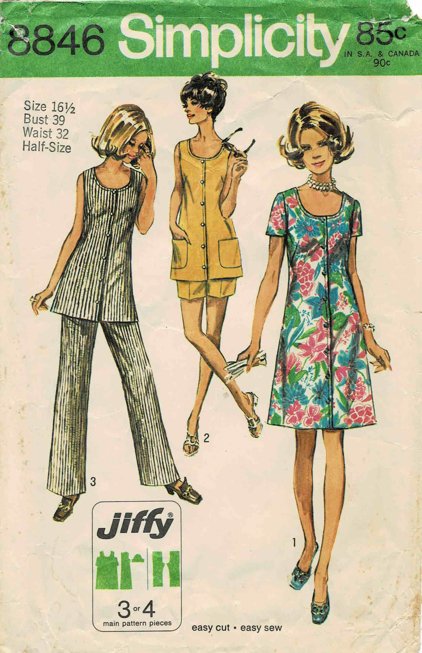 Patron Couture Simplicity 5295 - Robe, Tunique, Pantalon Vintage - Taille 12 - Neuf Non Découpé