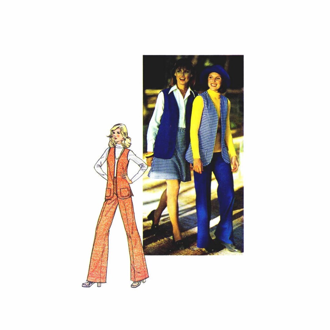 1970s Misses Vest Short Skirt Pants Simplicity 6570 Vintage Sewing ...
