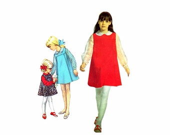 1960s Girls Jumper Pattern Blouse Designer Fashion Simplicity 7275 Vintage Sewing Pattern Sleeveless Jumper Size 10