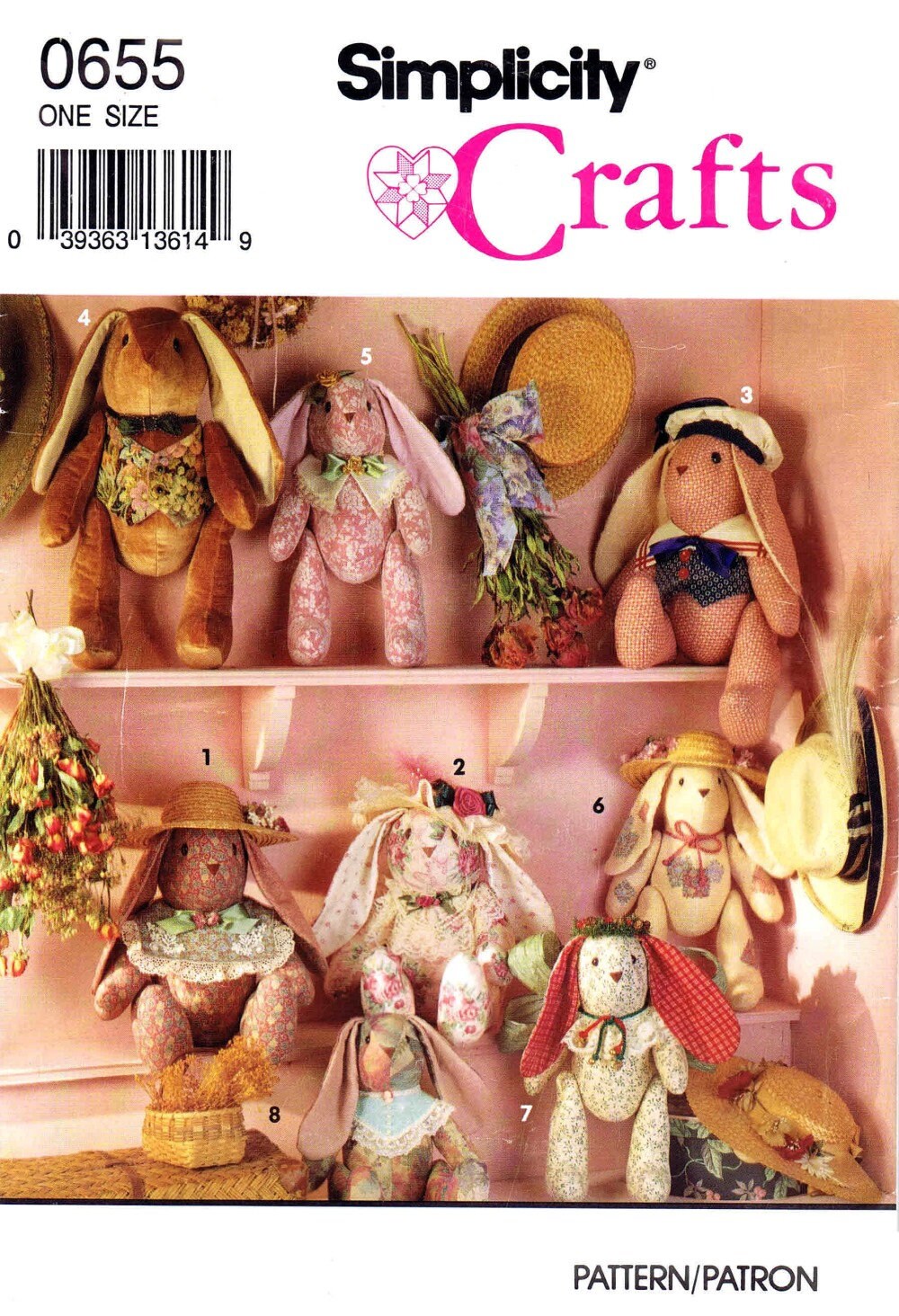 Stuffed Decorative Rabbit in Two Sizes Simplicity 0655 Vintage Sewing ...
