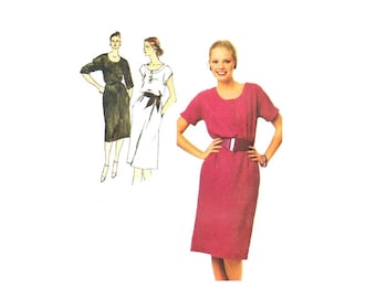 1980s Misses Pullover Dress Simplicity 9441 Vintage Sewing Pattern Size 14 Bust 36 UNCUT
