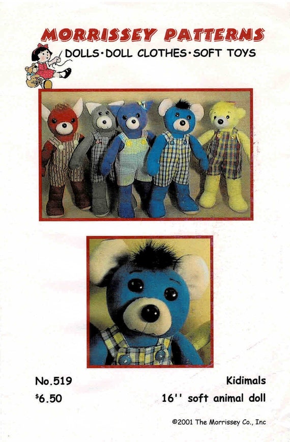 Kidimals Stuffed Bear Morrissey 519 Vintage Sewing Pattern