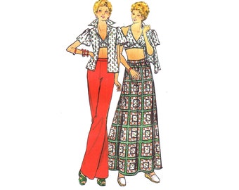 1970s Misses Blouse Halter Top Skirt Pants Butterick 3700 OR Butterick 3701 Vintage Sewing Pattern UNCUT Available in Different Sizes