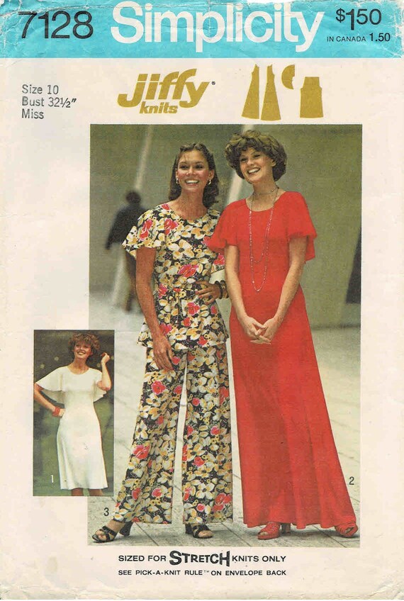 Robe Vintage Années 70 - Patron Simplicity 8265 - Style étui élastique, Manches, Col - Pour Couturières