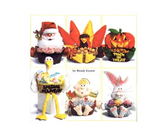 Christmas Valentines Day Easter Baby Halloween Thanksgiving Seasonal Felt Basket Decorations Simplicity 7039 Sewing Pattern UNCUT