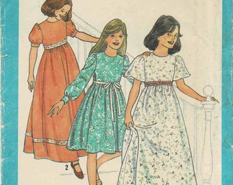 1970s Girls Prairie Dress in Two Lengths Simplicity 8323 Vintage Sewing Pattern Size 14 Breast 32 UNCUT