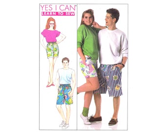Misses Mens Teen Boys Surfer Shorts Simplicity 9241 Vintage Sewing Pattern Size Extra Small Waist 23 - 24 UNCUT