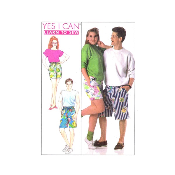 Misses Mens Teen Boys Surfer Shorts Simplicity 9241 Vintage Sewing Pattern Size Extra Small Waist 23 - 24 UNCUT