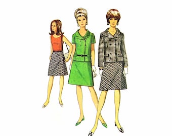 1960s Misses Blusa Chaqueta Falda Traje Simplicidad 6986 Vintage Costura Patrón Tamaño 12 Busto 32