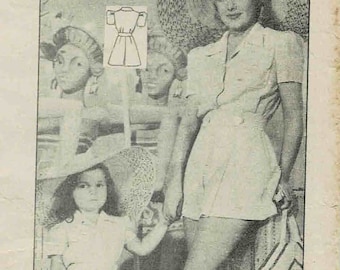 Macacão feminino dos anos 1940 com saia sob medida separada, pedido por correspondência, padrão de costura vintage 1977, tamanho 6