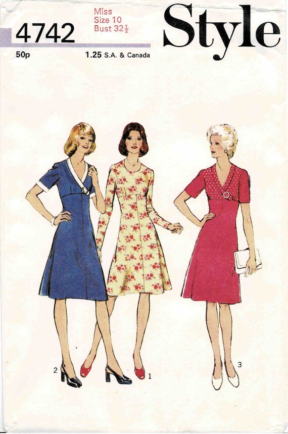 high waist dress pattern M7116 (PDF) | Misses' Empire-Waist Dresses
