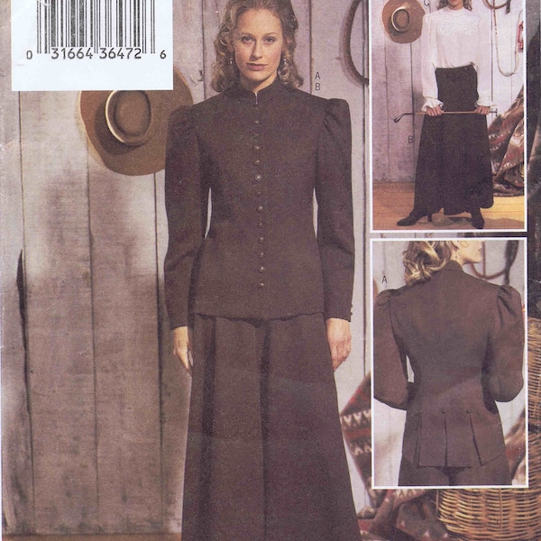 Butterick 3836 Horse Riding Jacket Blouse Culottes Annie Oakley Historical Equestrian Costume Sewing Pattern Size 6 - 8 - 10 UNCUT