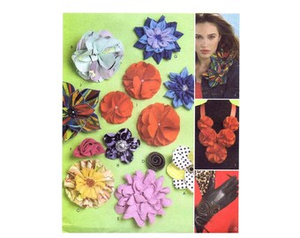 Fabric Flowers Decorate Fashion Accessories McCalls 6047 Sewing Pattern UNCUT