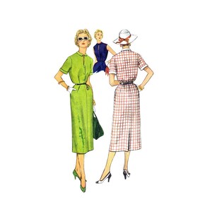 1950s Misses Slim Dress with Detachable Collar and Cuffs Simplicity 4636 Vintage Sewing Pattern Size 16 Bust 34 UNCUT