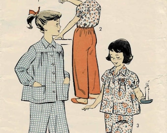 1950s Niñas Pijama Advance 7120 Vintage Patrón de costura Chub-Deb Tamaño 8 1/2 Pecho 30
