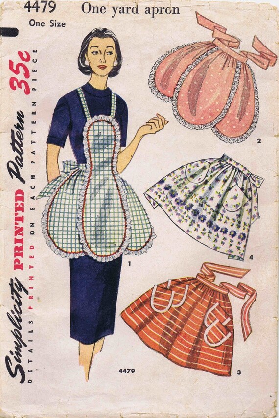  Simplicity 1950's Vintage Fashion Women's Apron Sewing Pattern,  Sizes S-L : Arts, Crafts & Sewing