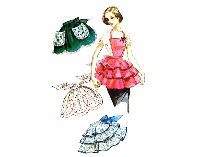 1950s Bib and Half Tiered Aprons Simplicity 1805 Vintage Sewing Pattern ...