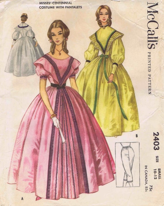 1960s Centennial Southern Belle Gown Pantalets Costume Mccalls