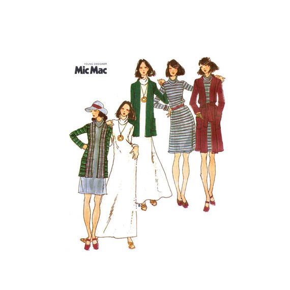 1970s Misses Deep V-Neckline Flared High Waist Dress Butterick 3433 Vintage Sewing Pattern Different Sizes Available UNCUT