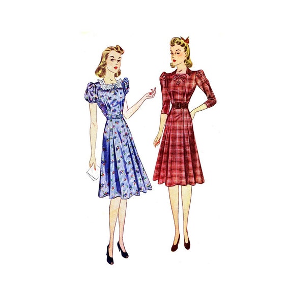 1930s Misses Square Neck Pleated Dress Simplicity 3140 Vintage Sewing  Pattern Size 18 Bust 36 - Etsy