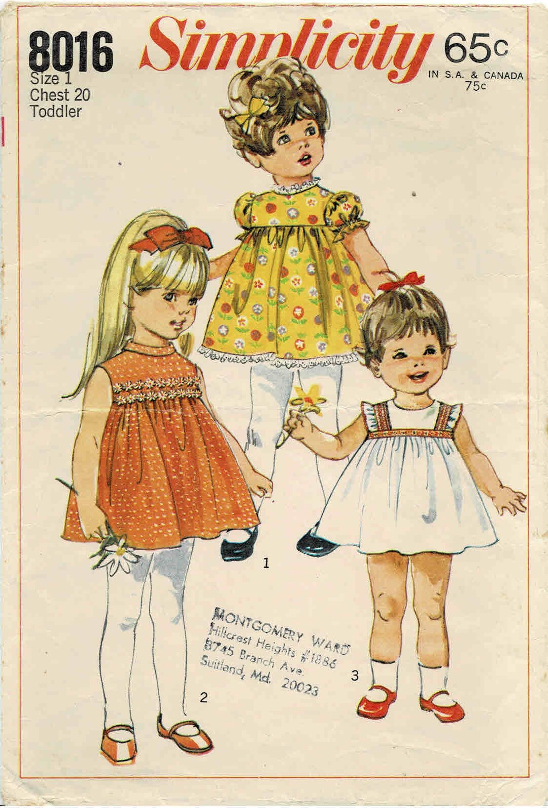 Vintage 1960's, 70's Children's Sewing Patterns: 3 Size 8-10