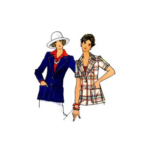 1970s Misses Semi Fitted Jacket Butterick 3592 Vintage Sewing Pattern Notched Collar Blazer Size 8 Bust 31 1/2 OR Size 12 Bust 34 UNCUT