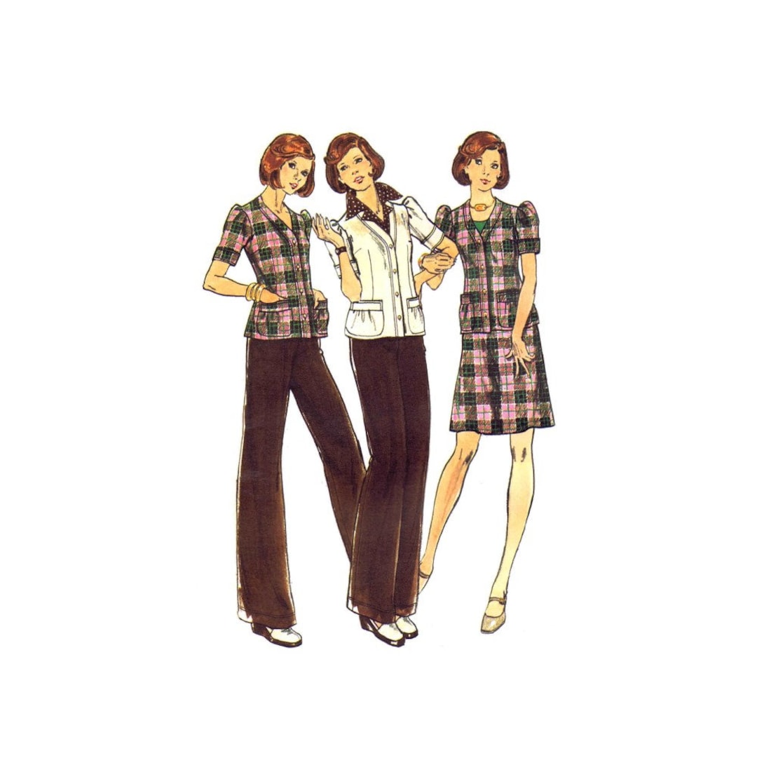 Patron Vintage Butterick 3321 Années 70 - Pull, Jupe, Pantalon Jambes Larges - Taille 12 - Neuf UNCUT