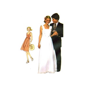 1970s Misses Sundress Short or Evening Length Simplicity 7869 Vintage Sewing Pattern Size 10 Bust 32 1/2 UNCUT