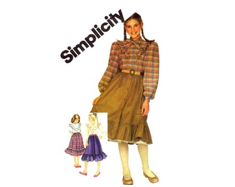 1980s Girls Blouse Skirt Petticoat Simplicity 6045 Vintage Sewing Pattern Size 12 Breast 30 UNCUT