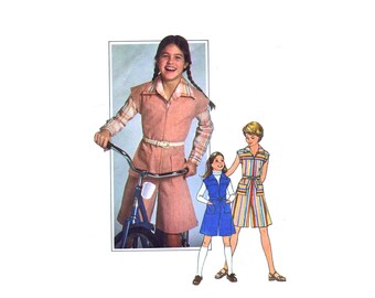 1970s Girls Front Zippered Pantdress Simplicity 8051 Sewing Pattern Size 10 Breast 28 1/2