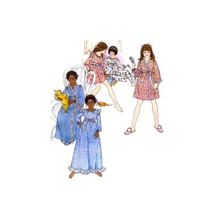 1970s Girls Nightgown Pajamas Robe Butterick 3409 Vintage Sewing Pattern UNCUT Different Sizes Available