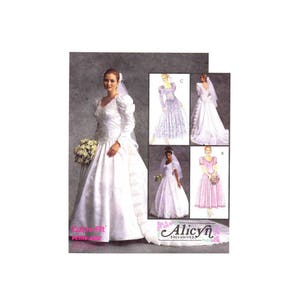 Alicyn Bridal Gowns with Detachable Train Bridesmaid Dresses McCalls 6334 Vintage Sewing Pattern Size 6 - 8 - 10 UNCUT