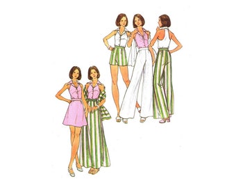 1970s Misses Halter Top Skirt Pants Shorts Stole Butterick 3156 Vintage Sewing Pattern Different Sizes Available UNCUT