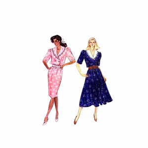 1980s Misses Slim or Flared Dress Butterick 6102  Vintage Sewing Pattern Size 8 - 10 Bust 31 1/2 - 32 1/2