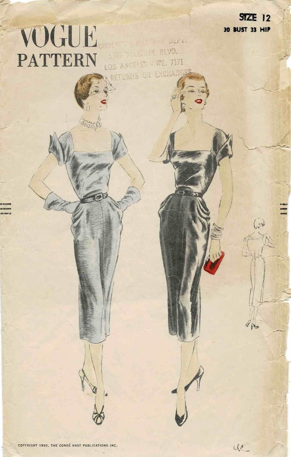 sachin and babi light blue dress Vintage 1947 Vogue Dress Sewing Pattern 2354 Unused, Uncut FF