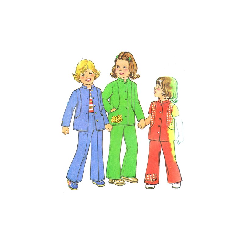Little Girls Pants and Unlined Jacket Simplicity 7991 Vintage Sewing Pattern Size 3-4 Breast 22-23 UNCUT