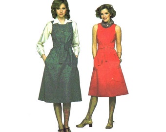 1970s Misses Dress or Jumper Simplicity 8192 Vintage Sewing Pattern Size 12 Bust 34 UNCUT